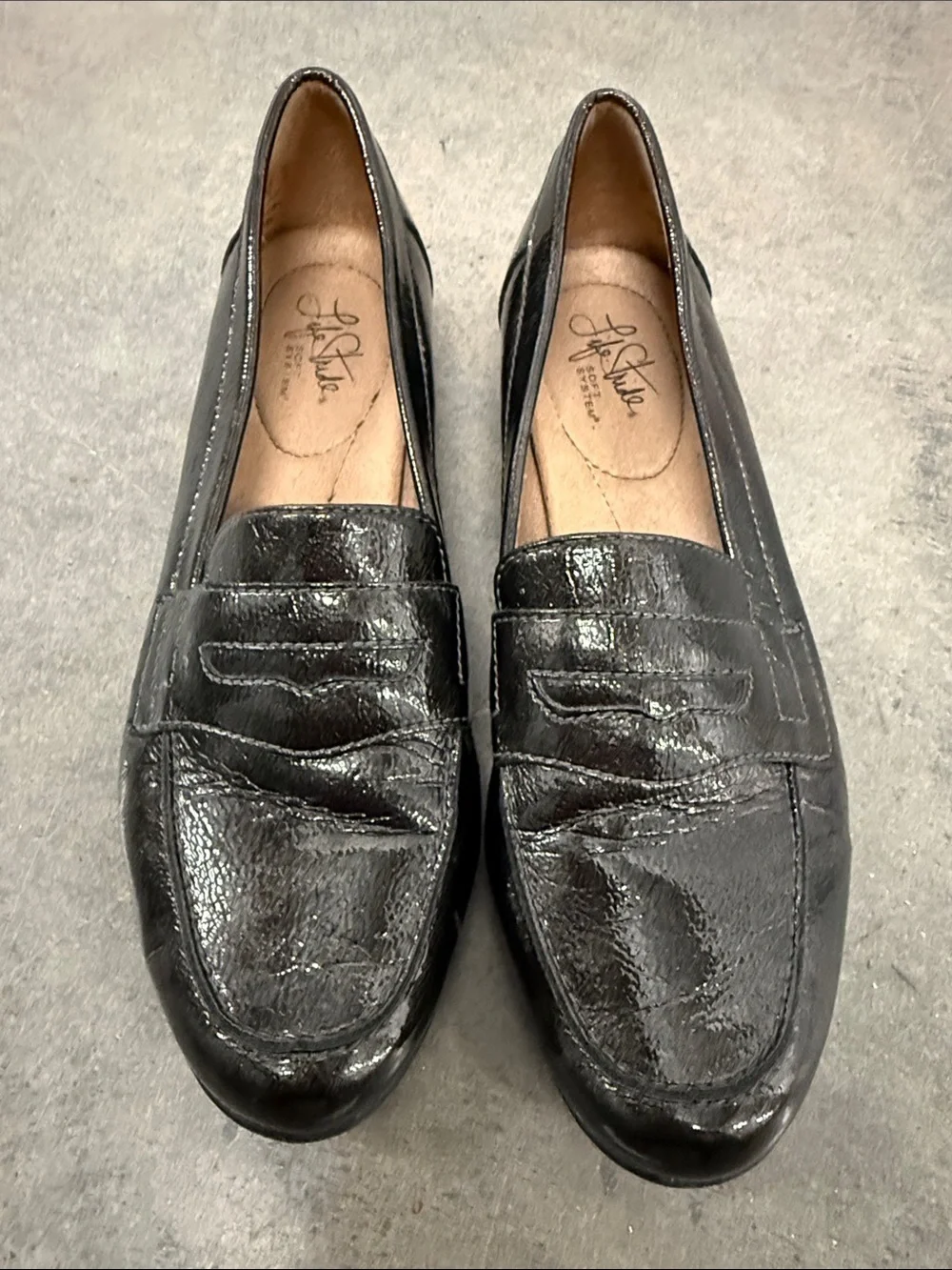 Life Stride Black Patent Penny Loafers